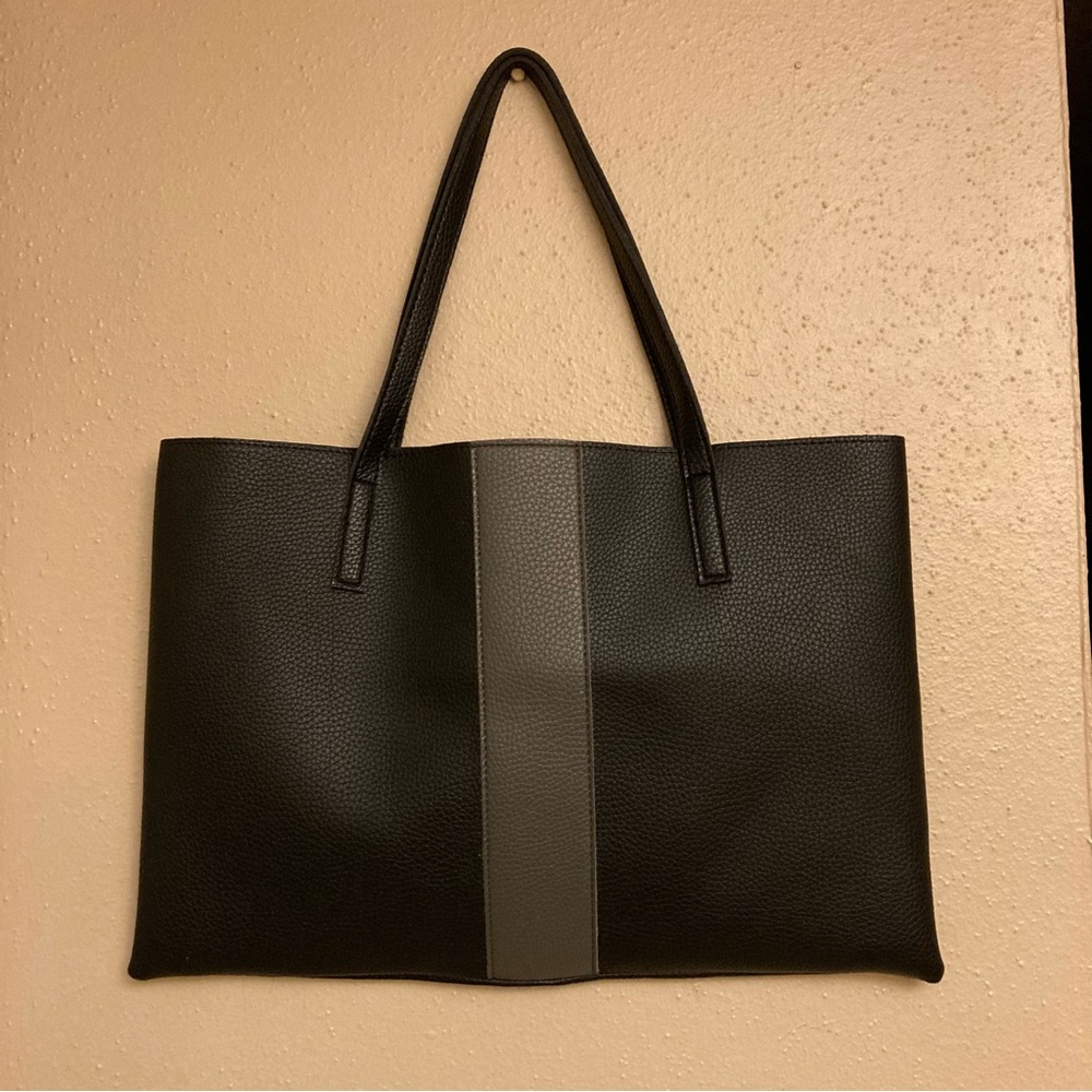 Vince Camuto Black and Gray Leather Bag